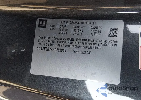 2017 Chevrolet Camaro 1Ss z USA, uszkodzony, nr VIN 1G1FF3D72H0205910